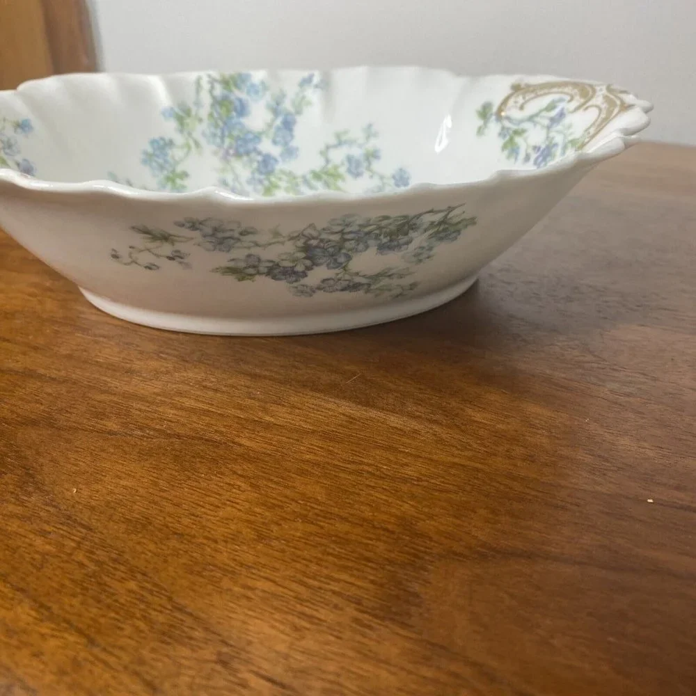 Vintage Limoges france haviland Vegetable Serving Dish blue flowers 9.5”
